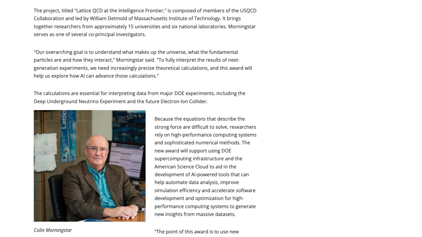 The article body at desktop width. Paragraphs of text above a portrait of a gray-haired man seated at a desk, floated left with a caption, and text wrapped on its right.